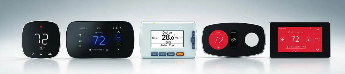 OWON North America 24Vac HVAC thermostat series: colour touchscreen, dial, programmable and large-screen models